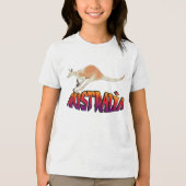 Jeugd Australië Kangoeroe Retro Grafisch Tri-Blend Shirt (Voorkant)