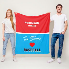 Jeugd Baseball Familie Naam Rood Wit Blauwe Hart Fleece Deken