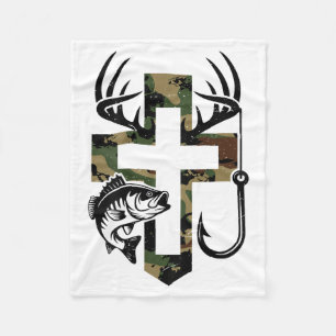 Jeugd Camo geloof jagen vissen kruis haak Christus Fleece Deken