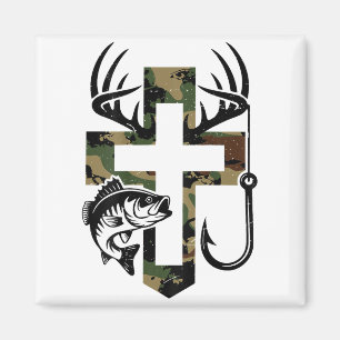 Jeugd Camo geloof jagen vissen kruis haak Christus Magneet