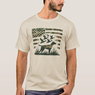 Jeugd Camo Wilde Eend Jacht Hond Vlag T-shirt
