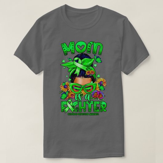 Jeugd Depressie Bewustzijn Moeder vechter rommelig T-shirt (Design voorkant)