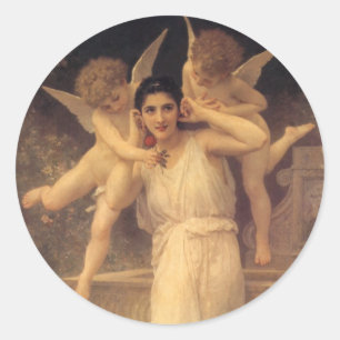 Jeugd door Bouguereau, Victoriaanse engelenportret Ronde Sticker