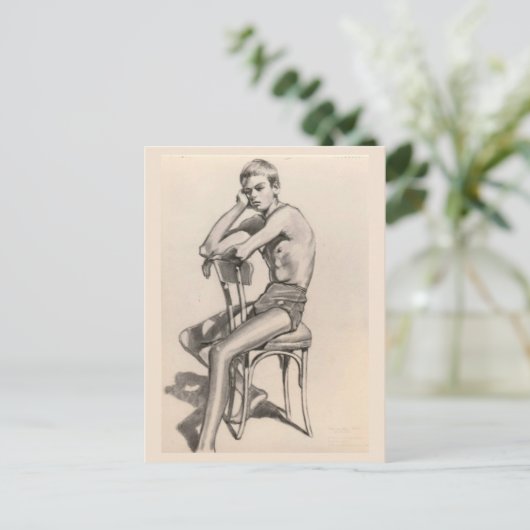 Jeugd in zwemkleding Zitten op een stoel Briefkaart (Staand voorkant)