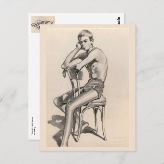 Jeugd in zwemkleding Zitten op een stoel Briefkaart (Voorkant / Achterkant)