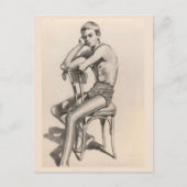 Jeugd in zwemkleding Zitten op een stoel Briefkaart (Voorkant)