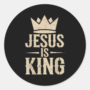 Jeugd Jezus Christus is Koning Christelijke Mannen Ronde Sticker