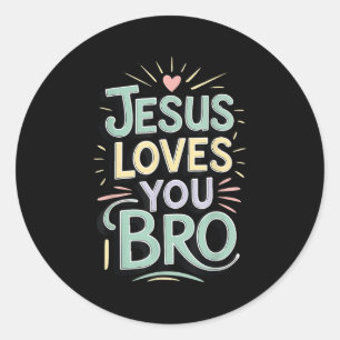 Jeugd Jezus Houdt Van Jou Bro Funny Christelijke G Ronde Sticker