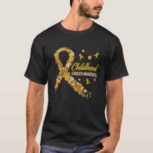 Jeugd Kanker Bewustzijn Hippie Bloem Gouden Ribb T-shirt