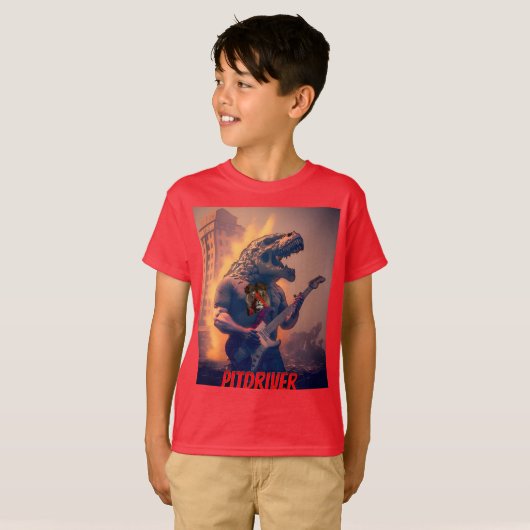 Jeugd PitDriver PitZillA en Logo op Terug T-shirt (Voorkant volledig)