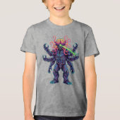 Jeugd Psychedelische Hersenmonster Straal Kledings Tri-Blend Shirt (Voorkant)