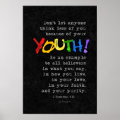 Jeugd (Schrift: 1 Timothy 4:12) Poster (Voorkant)