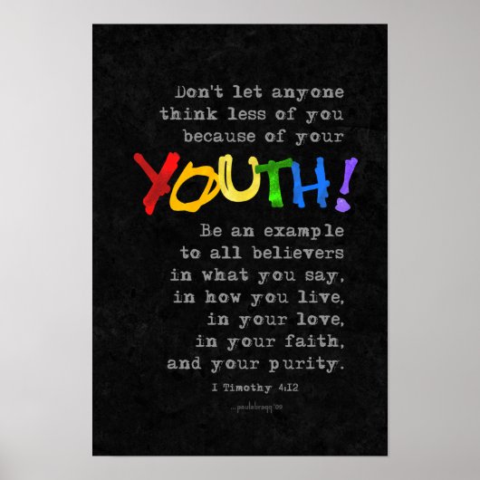 Jeugd (Schrift: 1 Timothy 4:12) Poster (Voorkant)