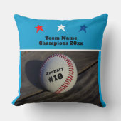 Jeugd Team Baseball Naam Nummer Sterren Kussen (Voorkant)