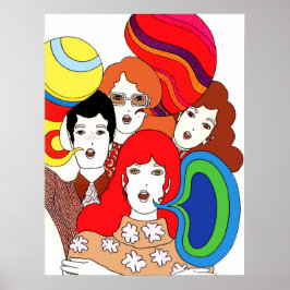 Jeugd van de jaren zestig, vintage popart poster