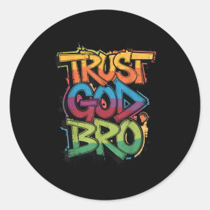 Jeugd Vertrouwt God Bro Funny Christelijke Jongen  Ronde Sticker