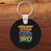 Jeugd Vertrouwt God Bro Funny Christelijke Jongen Sleutelhanger (Voorkant)