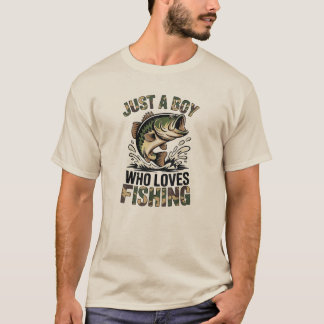 Jeugd Vis Camo Baars Vis Gewoon Een Jongen Die Van T-shirt