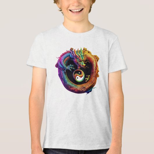 Jeugd Yin Yang Dragon T-shirt (Voorkant)