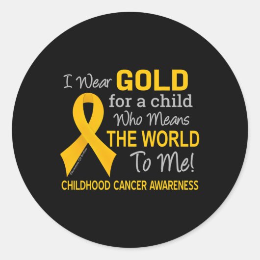 Jeugdkanker met gouden lint betekent wereld om ronde sticker (Voorkant)
