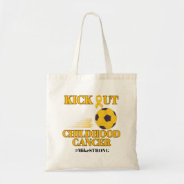 Jeugdkanker schop het uit geel voetbal tote bag