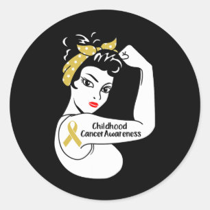 Jeugdkankerbewustzijn Sterke vrouwen Ronde Sticker