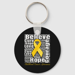 Jeugdkankerbewustzijnsmaand Believe Hope Cour Sleutelhanger