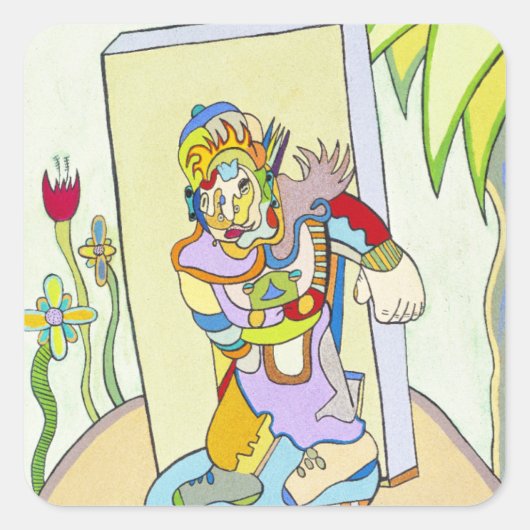 "Jeugdman" door Ruchell Alexander Vierkante Sticker (Voorkant)