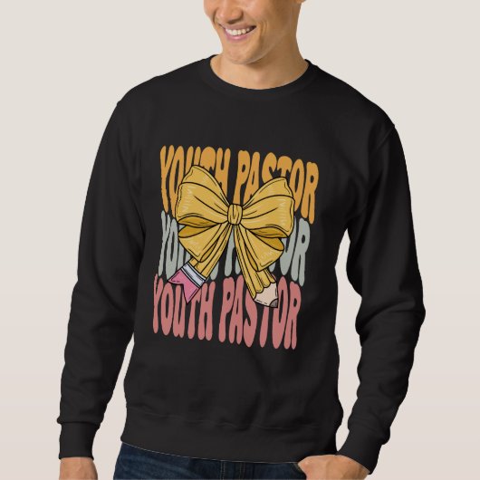 Jeugdpastor Groovy Coquette Bow Schattige Funny Ba Trui (Voorkant)
