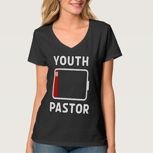 Jeugdpredikant Lage Batterij Energie Kerk Kamp Min T-shirt (Voorkant)