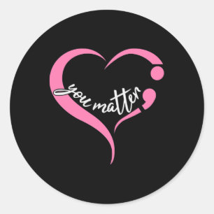 Jeugdprobleem Semicolon geestelijke gezondheid en  Ronde Sticker
