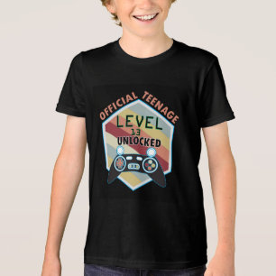 Jeugdzwart tri-blend T-shirt met afbeelding van 13