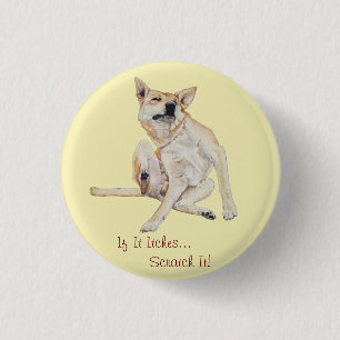 jeuk gsd lab hond krabt met grappige slogan ronde button 3,2 cm