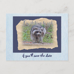 Jeukende en krabbende wasbeer Save the Date Aankondigingskaart