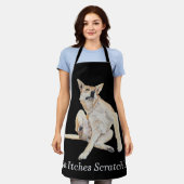 jeukende hond die schilderij krast met een grappig schort (Gedragen)