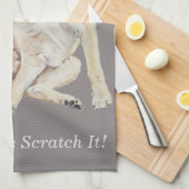 jeukende hond die schilderij krast met een grappig theedoek (Quarter Fold)