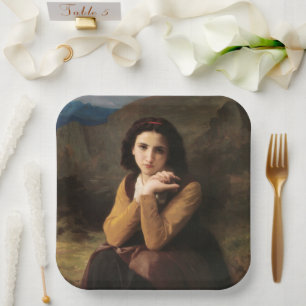 Jeune femme door Bouguereau Papieren Bordje