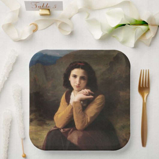 Jeune femme door Bouguereau Papieren Bordje (Huwelijk)