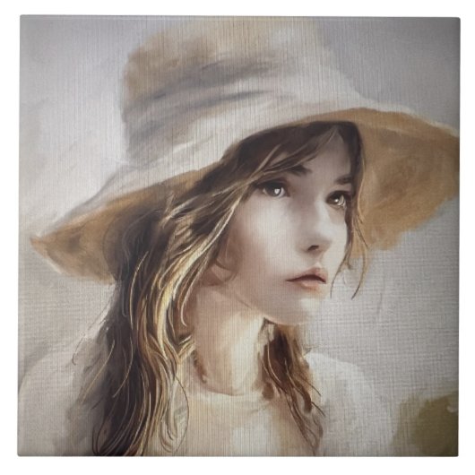 Jeune Femme Keramische Tegel Tegeltje (Voorkant)