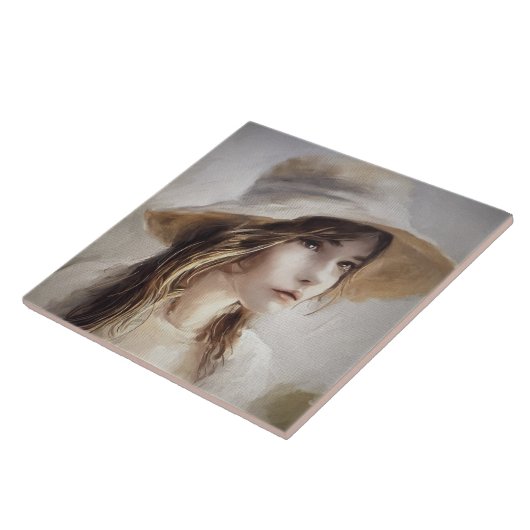 Jeune Femme Keramische Tegel Tegeltje (Zijkant)