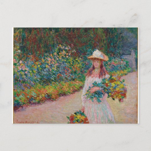 Jeune fille dans le jardin de Giverny, 1888 Briefkaart (Voorkant)