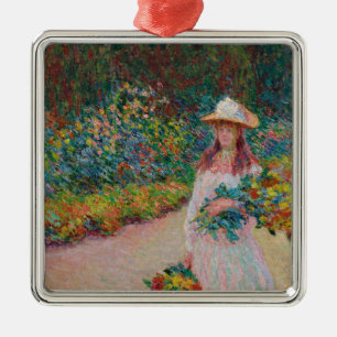 Jeune fille dans le jardin de Giverny, 1888 Metalen Ornament