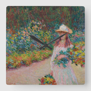 Jeune fille dans le jardin de Giverny, 1888 Vierkante Klok