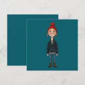 Jeune Fille Rousse Souriante avec Bonnet Rouge et  (Voorkant / Achterkant)