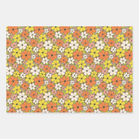 Jeune Floral Assorted Colours Papier Inpakpapier Vel (Voorkant 3)