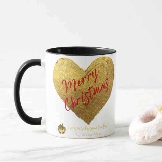 Jevays Christmas Gold Heart Mokken (Met donut)