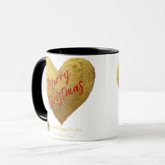 Jevays Christmas Gold Heart Mokken (Voorkant links)