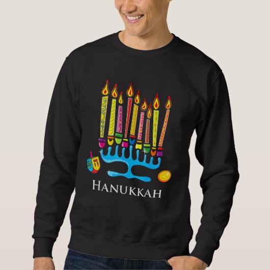 Jew Ish Challah Menorah Hanukkah  2 Trui (Voorkant)