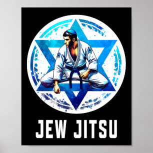 Jew Jitsu Karate Grappig Chanoeka Braziliaanse Jiu Poster
