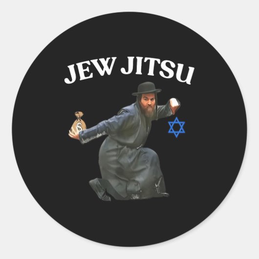 Jew Jitsu Ronde Sticker (Voorkant)